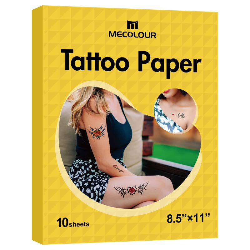 MECOLOUR Printable Temporary Tattoo Paper 8.5""X11""-10 sets for Inkjet printer DIY Image Transfer Decal Paper for Skin, For Celebrate Festivals, Parties, Birthday Bashes,New Year - Image 1